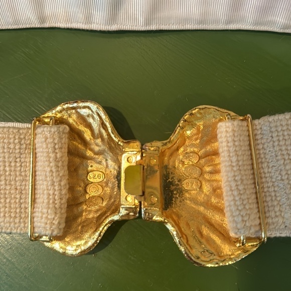 Mimi di N vintage 1973 gold shell buckle with hand stitch nautical belt main image 9